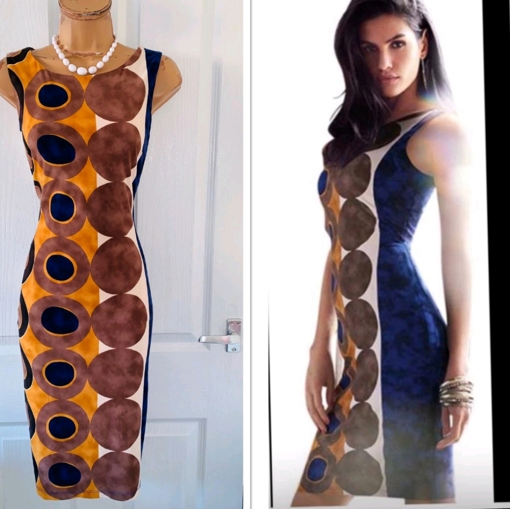 Not For Sale JOSEPH RIBKOFF Colourful Jersey Dress With Large Dots Uk Size 8